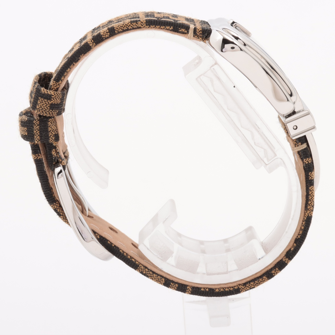 Fendi 3800L SS & Canvas & Leather QZ Shell-Face