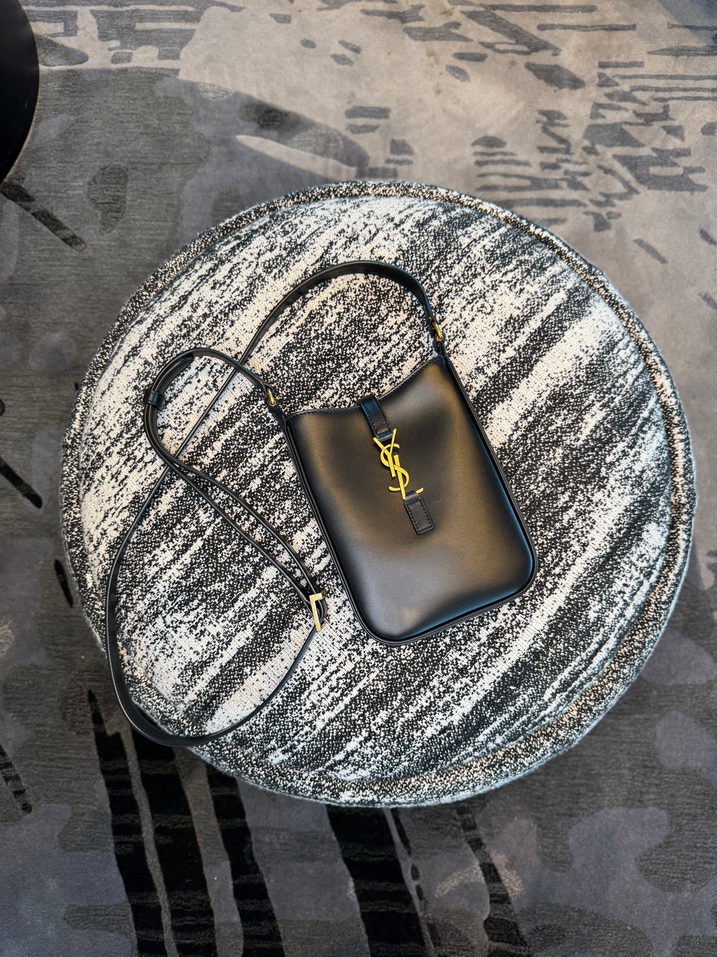 SAINT LAURENT Smooth Calfskin Mini Le 5 A 7 Vertical Hobo Black