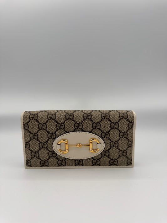 Gucci GG Supreme Horsebit PVC & Leather Chain Wallet