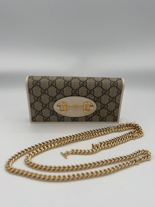 Gucci GG Supreme Horsebit PVC & Leather Chain Wallet